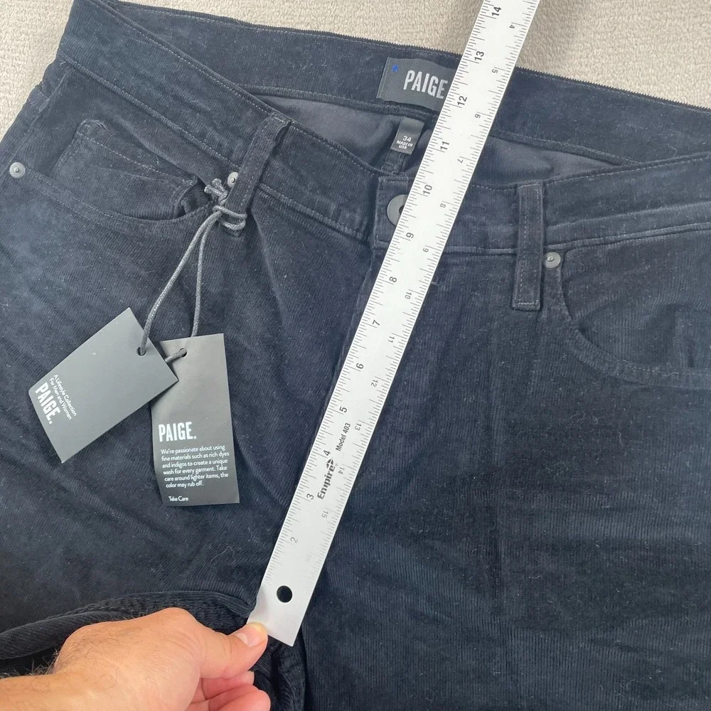 PAIGE Federal Slim Straight Pants Men 34x34 Royal Black Corduroy‎ USA NWT $200